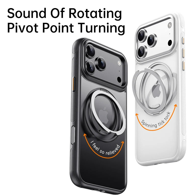 360° Mechanical Torque-Sound Rotating Stand Holder Magnetic Magsafe Phone Case For iPhone 16 15 14 13 17 Pro Max Plus 17Air 16E