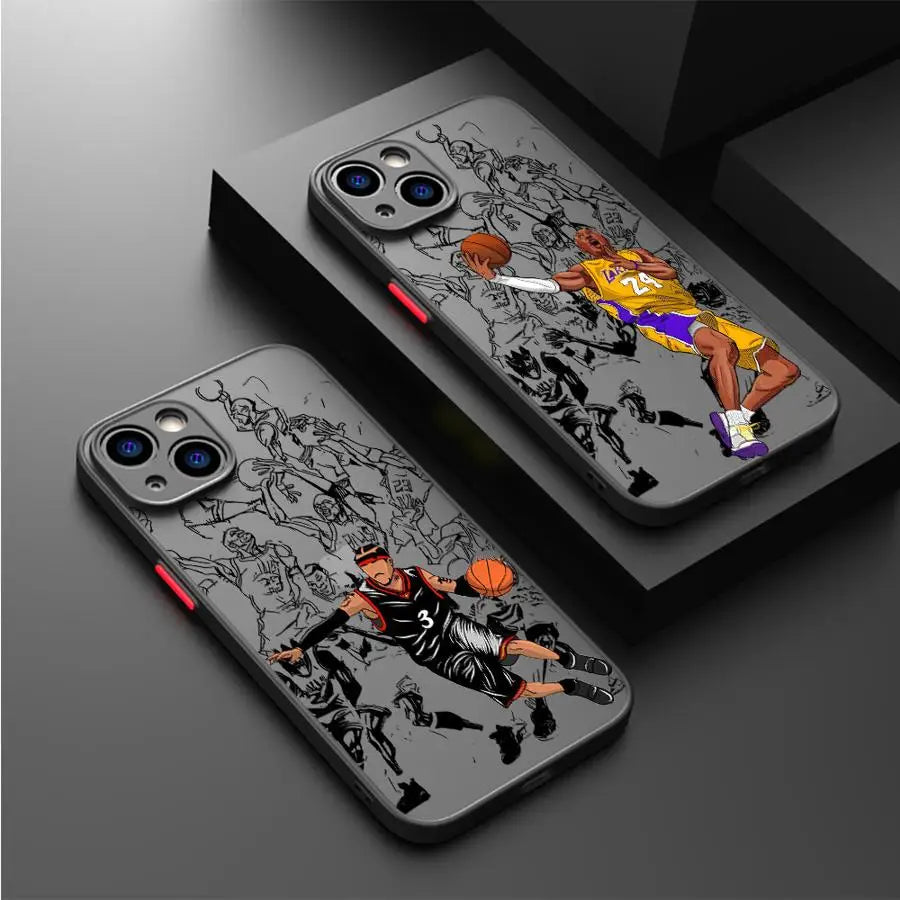 Cute Basketball Star Phone Case For iPhone 16 17 Air 15 11 12 13 14 Pro Max Mini X XR XS Max 7 8 Plus Matte Back Cover