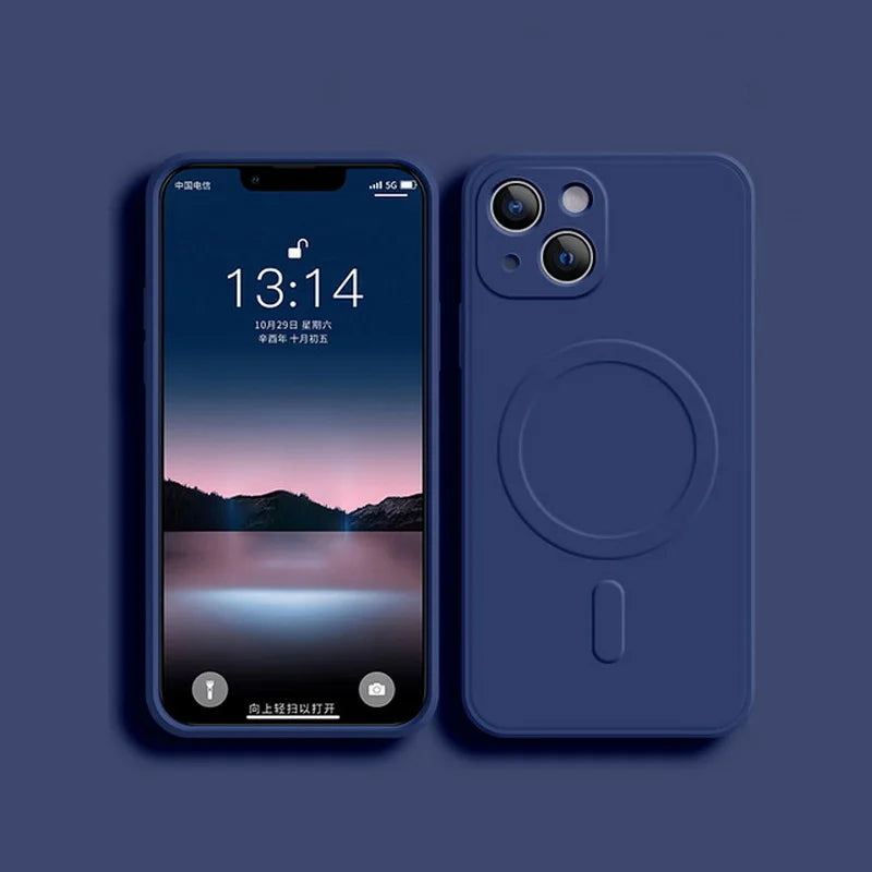 Liquid Silicone Shockproof Case For iPhone 17 16 15 14 13 12 11 Pro Max Plus Phone Magnetic Wireless Charger For Magsafe Cover