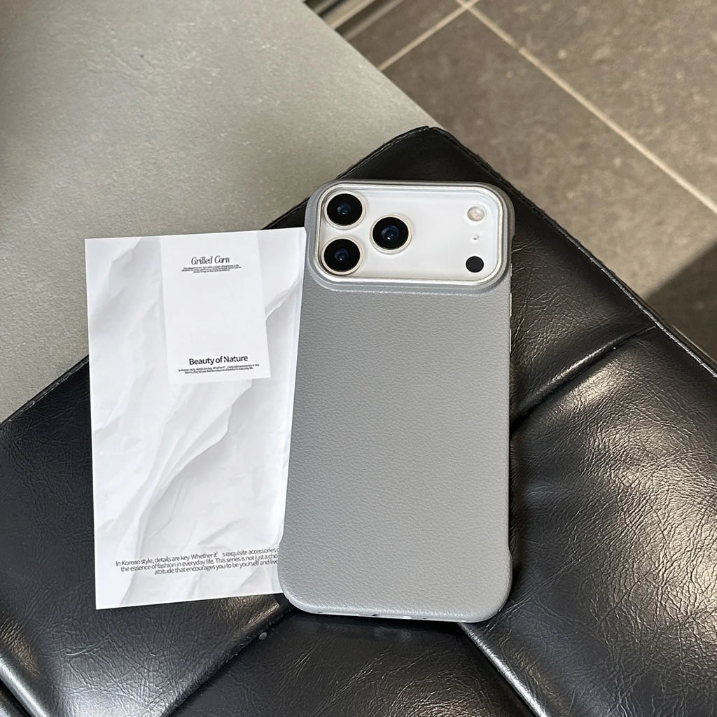 Luxury Ultra Thin Frameless Leather Texture Phone Cases For iPhone 17 Air 16 15 14 Pro Max Business Solid Color Shockproof Cover