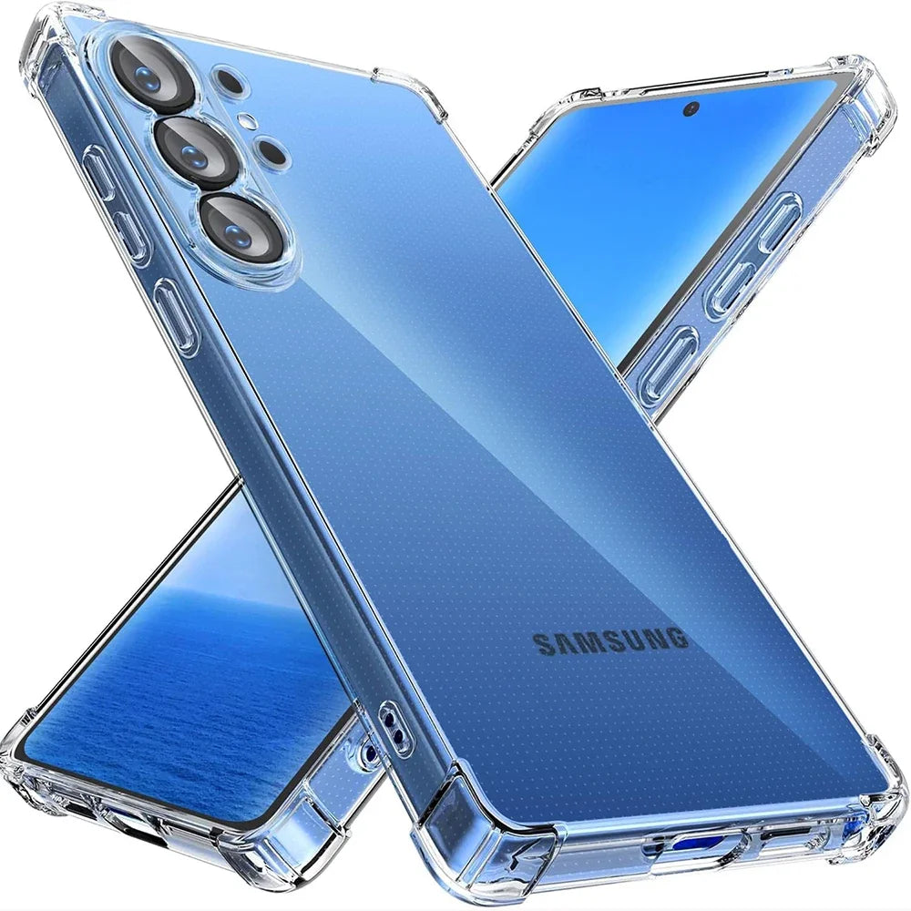 For Samsung Galaxy S26 S25 S24 S23 S22 S21 S20 FE Note20 Ultra 10 9 8 S10 S9 S8 Plus Shockproof Silicone Clear Case Airbag Cover