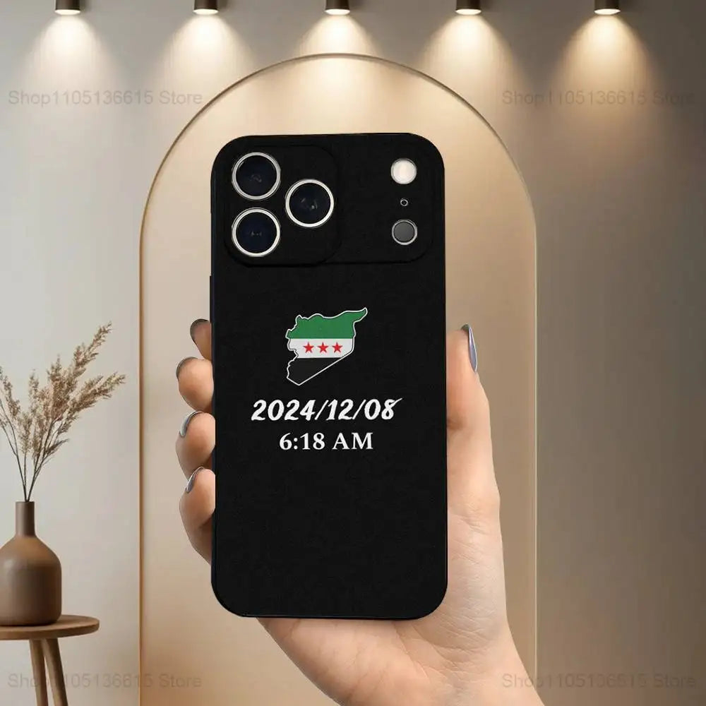 Cool Art S-SYRIA Flag Phone Case For iPhone 17,16,15,14,13,12,11 Plus,Pro Max,XS,X,XR,SE,Mini,8,7,Soft Silicone Black Cover