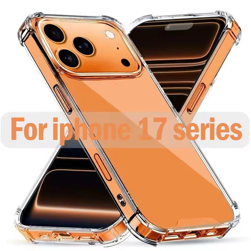 Air-Bag Shockproof Silicone Clear Case For iPhone 17 Air 16 15 14 11 12 13 Pro Max Mini XS XR 15 16 Plus Transparant Back Cover