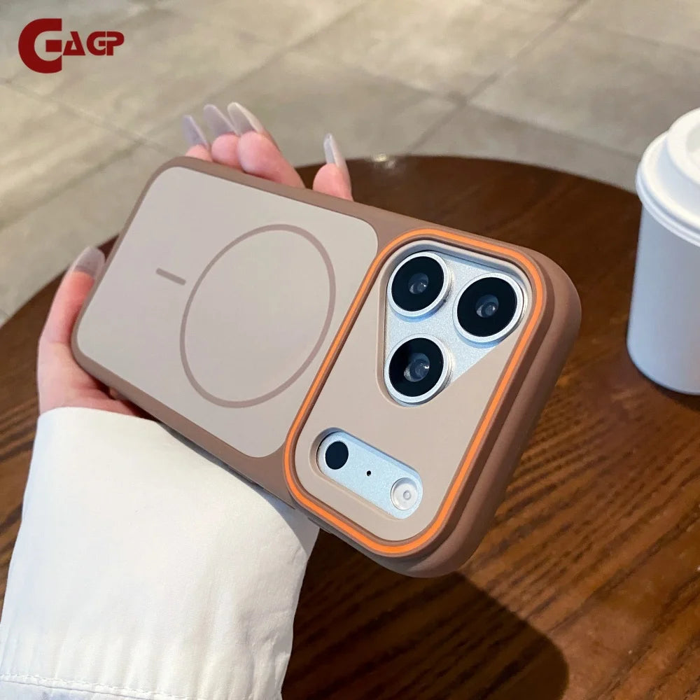 For Magsafe Skin Feel Frosted Case for iPhone 12 13 14 15 16 17 Pro Max Air Plus 11 Magnetic Large Viewport Shockproof Cover